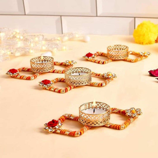 LX INDIA Tealight candle holders Ascension Set of 4 Peacock Designer Tealight Candle Holders for DIWALI