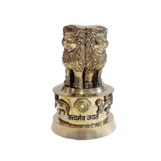 LX INDIA Ashoka Stambh Ashook Ki Laat Sheet 3 No. - Brass Ashok Stambh Statue 3x2 Inch