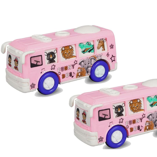 LXINDIA Toys Asian Friction Powerd Plastic Toy Bus (Multicolour) (Pack of 2)