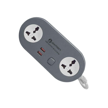 LXINDIA extension board Axmon® Extension Cord with USB Port [FIRE Resistant] [2 Socket with 2 USB Charging Ports] Grey