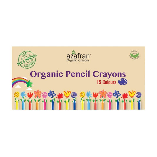 LXINDIA Crayons Azafran Organics 15 Non-Toxic Plant-Based Pencil Crayons