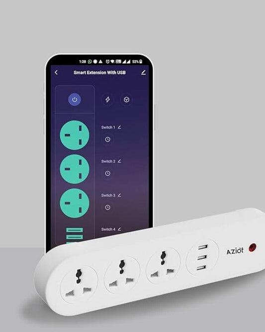 LX INDIA Smart Extension Code AZIOT 3 Socket USB Smart Extension