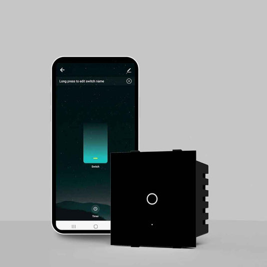 LX INDIA Wifi switch board Black AZIOT SMART MODULAR 1 GANG TOUCH SWITCH - GLASS (Not Acrylic)- (24 amp Switch)