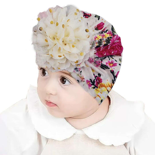 LX INDIA Caps and Hats BabyMoon Beanie Floral Turban Knot Kids Cap