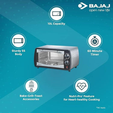 LXINDIA Microwave Ovan Bajaj 1000Tss Oven Toaster Grill (10 liter 800 Watts)