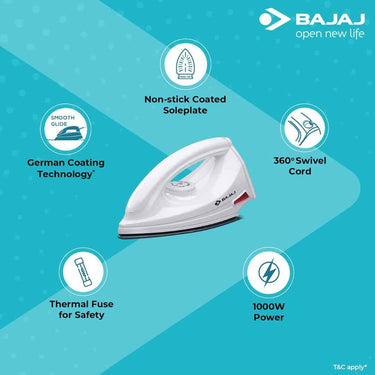 LXINDIA Cloth Iron Bajaj DX-6 1000W Dry Iron (White)