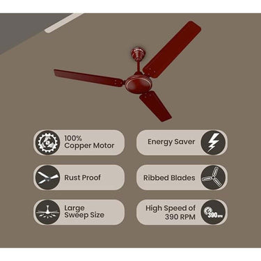 LXINDIA FANS Bajaj Frore 1200 mm Ceiling Fans for Home Rust Free Coating Brown