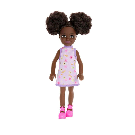 LXINDIA Toys Barbie Chelsea Doll  Wearing Removable Purple Floral Dress and Pink Shoes