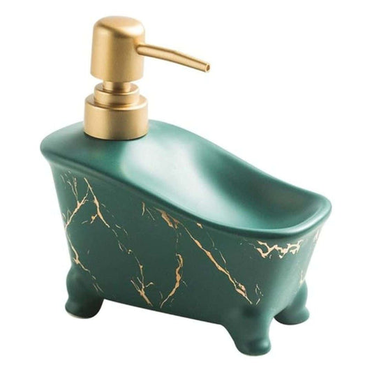 LXINDIA Shampoo Dispenser BATH GURU Ceramic Marble Texture Liquid Shampoo Sanitizer Dispenser  350 Ml (Green)