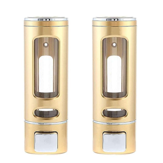 LXINDIA Shampoo Dispenser BATH GURU Wall Mounted Soap Shampoo Sanitizer Gel dispenser 400 Ml (2, Gold)