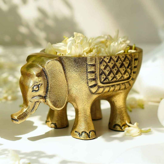 LX INDIA Candle Holders BEHOMA Aluminium Elephant for Good Luck | Statue for Home Decor