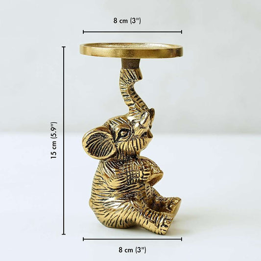 LX INDIA Candle Holders BEHOMA Aluminium Elephant Pillar Candle Holder for Home Decor