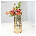 LXINDIA vases Behoma Combo Set of Gold Metal Arrow Engrave Vase and Artificial Flowers Bouquet