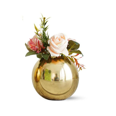 LXINDIA vases BEHOMA Metal Ball Round Flower Vase for Home Decor