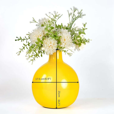 LXINDIA vases Behoma Metal Flower Vase for Home Dcor (Yellow)