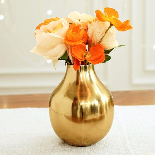 LXINDIA vases Behoma Metal Flower Vase for Home Decor(Gold)
