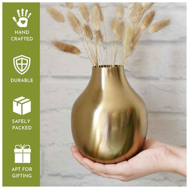 LXINDIA vases Behoma Metal Flower Vase for Home Decor(Gold)