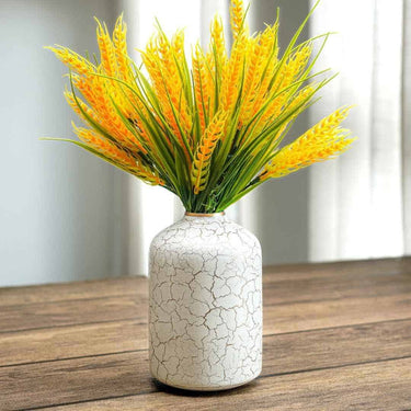 LXINDIA vases Behoma Metal Flower Vase for Home Decor (Off-White Crackled )