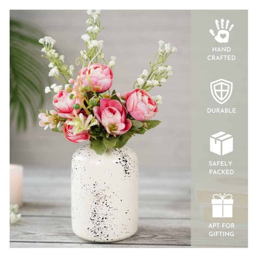 LXINDIA vases Behoma Metal Flower Vase for Home Decor (Off White Spotted)