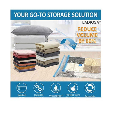 LX INDIA Vacuum Storage Bags Belanto 5 Pack Vacuum Compression Storage Bags With Pump (2S+2M+1LSize)