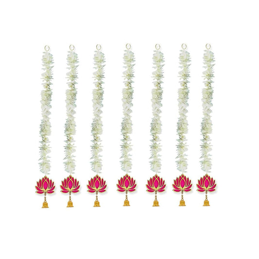 LX INDIA Wall Hanging BENAVJI Lotus Hanging with White Artificial Flowers (Pack of 7pcs)