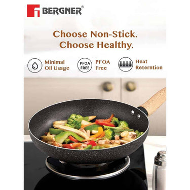 LXINDIA cookware BERGNER Earth Black Non Stick 24 cm Frypan