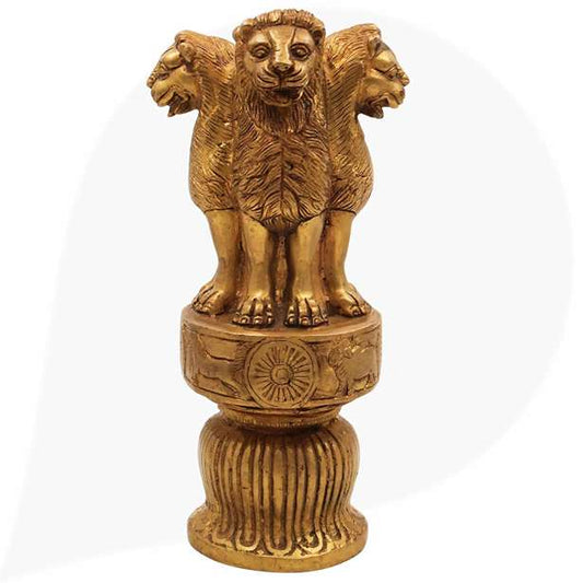LX INDIA Ashoka Stambh Bhunes Brass Indian National Emblem, Ashoka Pillar Sculpture