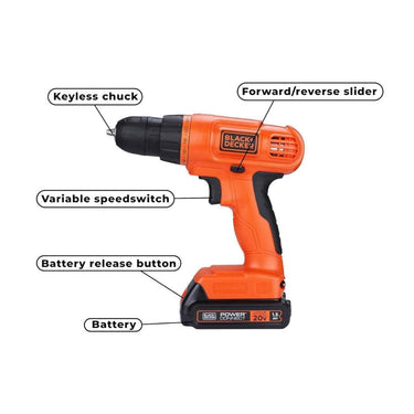 LXINDIA Drill Kit BLACK DECKER BDCD120VA IN Cordless Drill Driver and Tool Kit