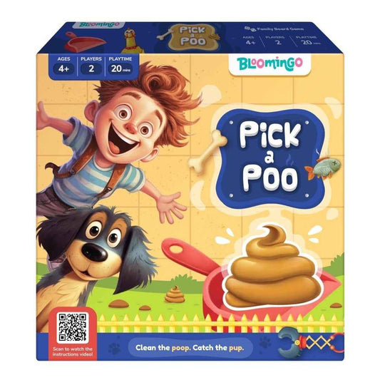 LX INDIA BOARD GAME Bloomingo Board Game - Pick a Poo: Hilarious Family Game for Kids & Adults; Laugh and Compete in Challenges to Stop the Pup from pooping in the yard