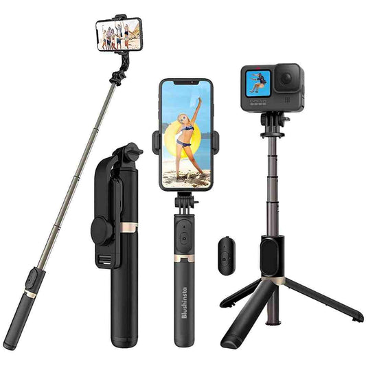 LX INDIA Mobile Tripods Blushinsta Portable Selfie Stick,Handy Tripod with Detachable Wireless Remote&Mini Tripod Stand