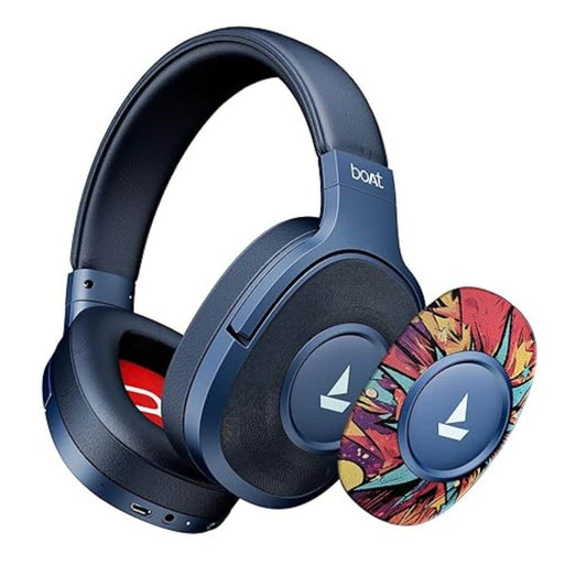 LX INDIA Headphone boAt 2025 Launch Rockerz Plus 550 Bluetooth Wireless Headphone with Mic (Blue Psyche)