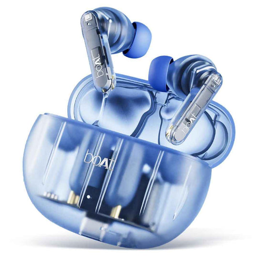 LX INDIA Earbuds Pellucid Blue boAt Airdopes 191 ANC, 32dB ANC, Ambient Mode, 60HRS Battery, 4Mics ENx, in-Ear Detection , Wireless Earphones with mic