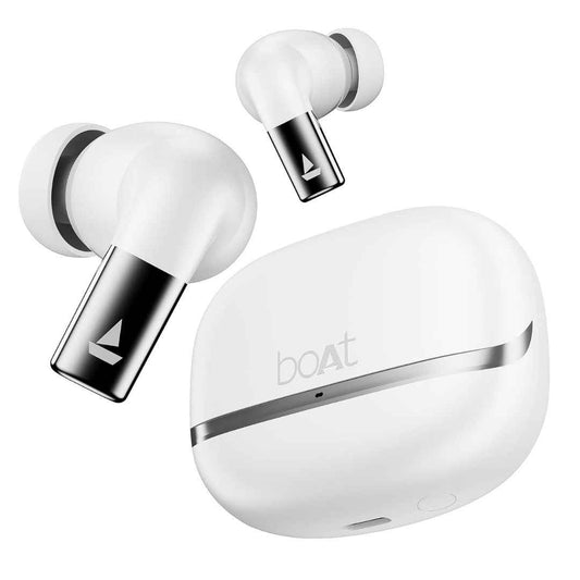 LX INDIA Earbuds boAt Airdopes Ultra Pro, 100Hrs Battery, Dual Pairing, Spatial Audio, App Support, Fast Charge (Zinc White)