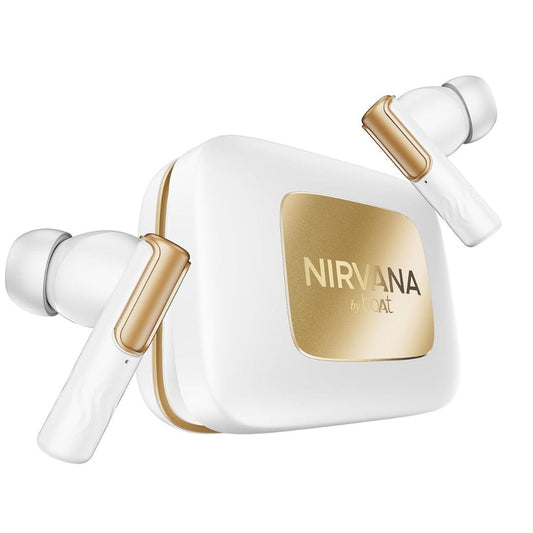 LX INDIA EarBuds Ivory white boAt Nirvana Ivy Pro 52dB Wireless Earphones