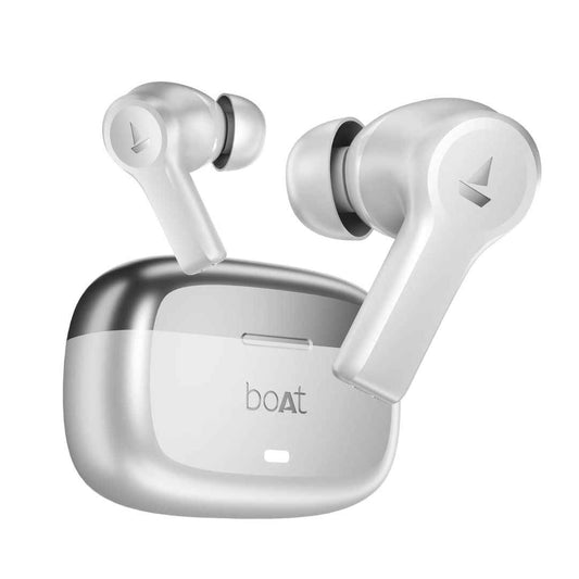 LX INDIA Earbuds boAt Nirvana Lucid w/ 32 dB ANC, Multi-Point Connectivity, in-Ear Detection, 60HRS Playback (Zinc White)