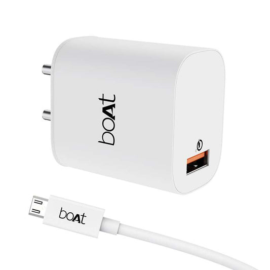 LX INDIA Mobile Charger boAt WCD QC 3.0 18W Wall Charger with with Micro USB Cable