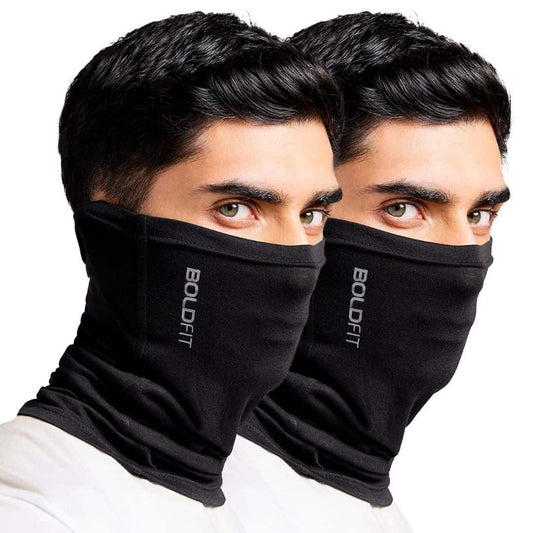 LX INDIA Face Mask Boldfit Bamboo Bandana For Men Women 2Pc Black