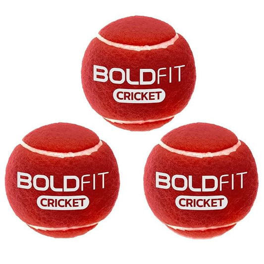LX INDIA Tennis Ball Boldfit Rubber Cricket Tennis Ball Heavy, Red Soft for Playing Pack of 3