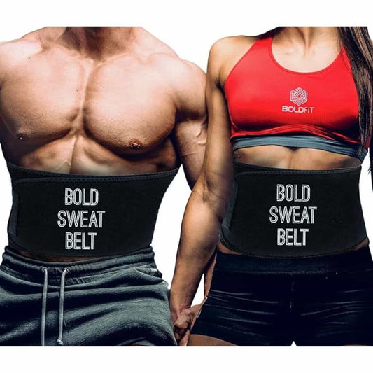 LX INDIA Sweat Belt Boldfit Sweat Slim Belt for Women & Men with Support for Waist Training fits Up to 43 Inch, Black, M