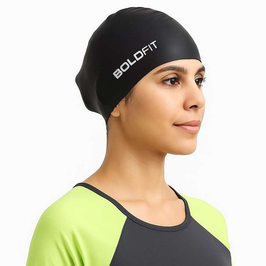 LX INDIA HEAD CAPS Boldfit Swimming Cap for Women Silicone Long Swimming Caps