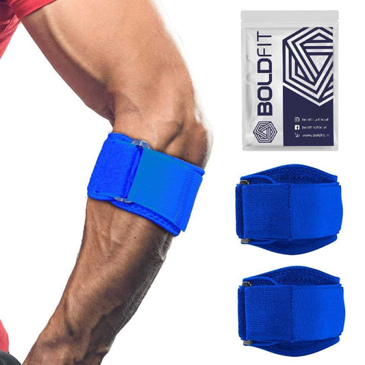 LX INDIA Elbow Support Blue Boldfit Tennis Neoprene Elbow Support For Gym With Strap - For Pain Relief In Bursitis,Free Size