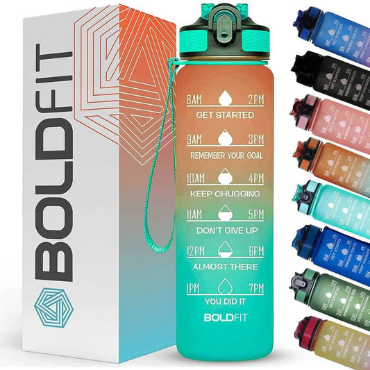 LXINDIA bottle Boldfit Water Bottles 1 Litre Sipper (Ombre Green Orange)