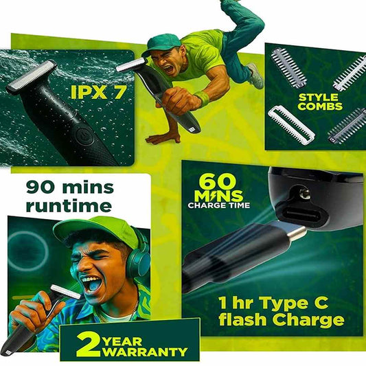 LX INDIA Trimmer Bombay Shaving Company OmniBlade 3-in-1 Beard Trimmer For Men Trim, Style, Shave | Type C Flash Charging