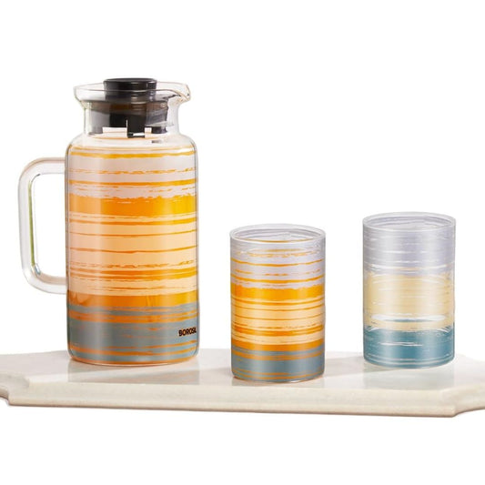 LX INDIA Glass jug Borosil Artisan Series Glance 1000ml Multipurpose Jug with 2 pc Medium