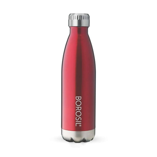 LX INDIA Bottle Borosil Hydra Bolt Trans Red 1000 ml Stainless Steel Water Bottle | Double Wall Vacuum Insulated Flask | 24 Hours Hot and Cold | Bottle for Office, Gym, School