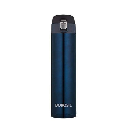 LX INDIA Bottle Borosil Hydra Nova 500 ml Stainless Steel Water Bottle | Double Wall Vacuum Insulated Flask | 16 Hours Hot and 18 Hours Cold | Bottle for Office, Gym, School, College | 1 Year Warranty, Blue