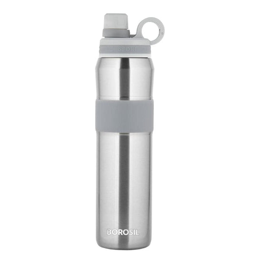 LX INDIA Bottle Borosil Hydra Thirst Burst 800 ml Stainless Steel Water Bottle | Double Wall Vacuum Insulated Flask | 12 Hours Hot & Cold | Ideal for Personal & Corporate Gifting | 1 Year Warranty, Silver
