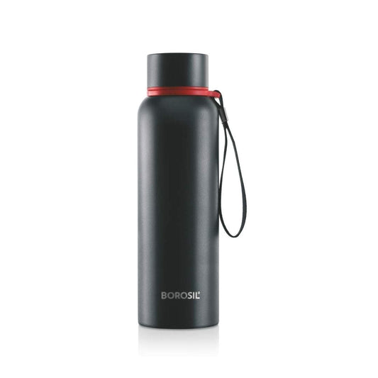 LX INDIA Bottle Borosil Hydra Trek 850 ml Stainless Steel Water Bottle | Double Wall Vacuum Insulated Flask, Black | 20 Hours Hot & 24 Hours Cold | Ideal for Personal & Corporate Gifting | 1 Year Warranty