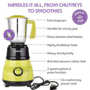 LXINDIA Grinders Borosil Max 500 W Mixer Grinder Yellow