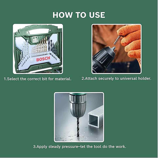 LX INDIA Drill Kit BOSCH 50-piece X-Line TiN-Coated Set | All-in-One DIY Drill & Screw Kit